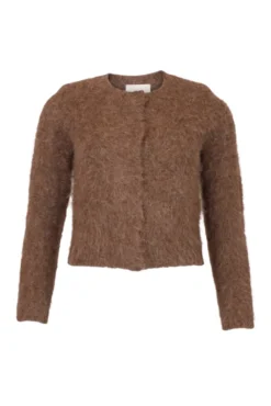 Hairy Knit Jacket Brown