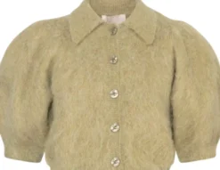 Hairy Knit Puffed Jacket Green