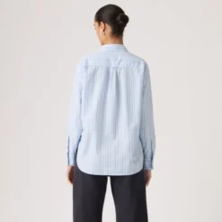 Harlie Boyfriend Shirt Amari Stripe Chambray Blue