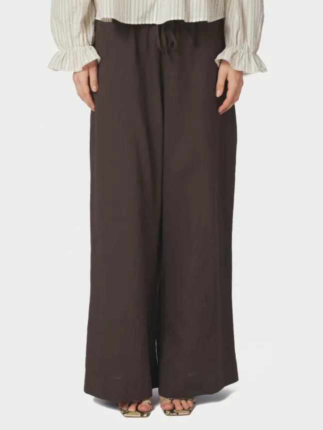 Heifa Linen Pants Dark Brown