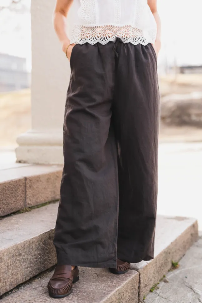 Heifa Linen Pants Dark Brown