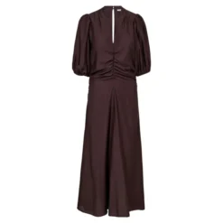 Hera SS Puff Dress Dark Brown