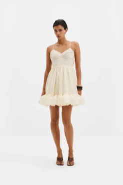 Hera Tie-Back Ruffled Mini Dress Pearl