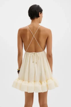 Hera Tie-Back Ruffled Mini Dress Pearl