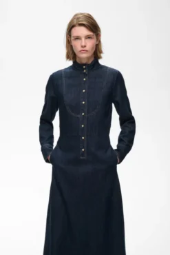 Hiro Dress Washed Dark Denim