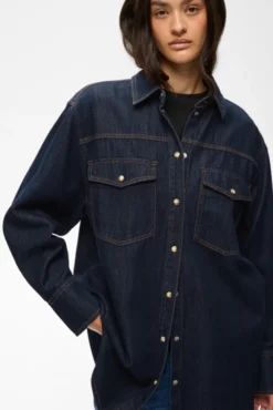 Hiro Oversized Shirt Washed Dark Blue Denim