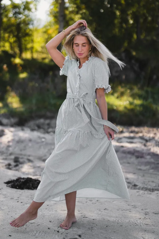 Ida Maja 2/4 Shirt Dress STP B White/Eng Ivy