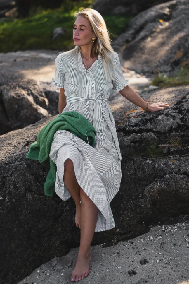 Ida Maja 2/4 Shirt Dress STP B White/Eng Ivy