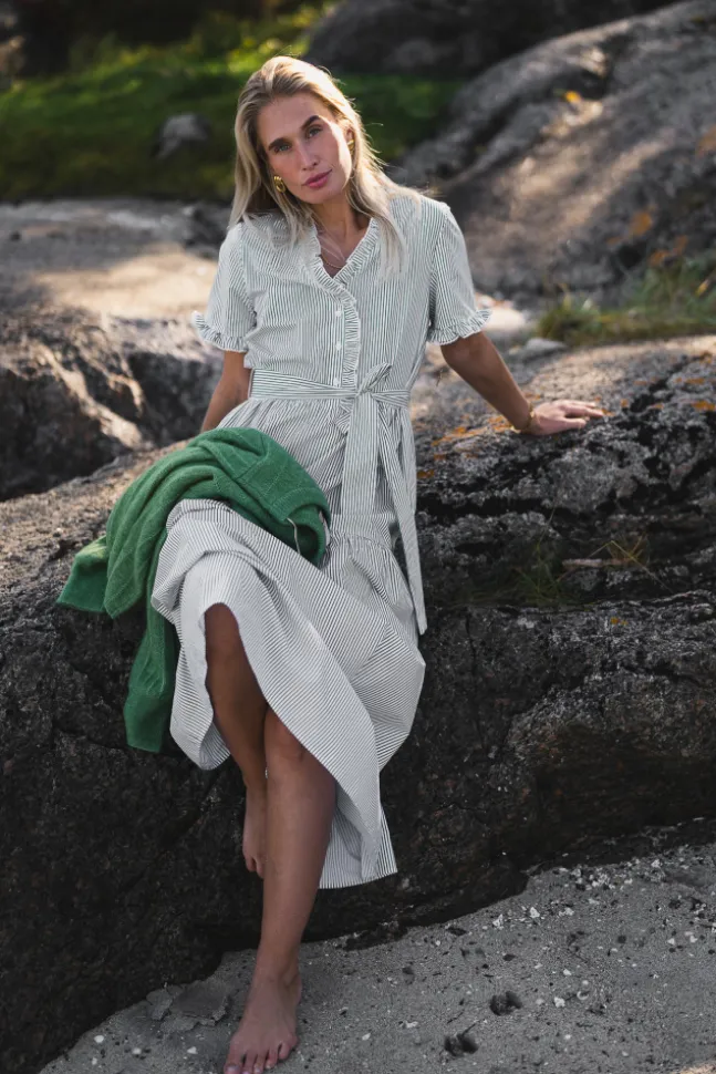 Ida Maja 2/4 Shirt Dress STP B White/Eng Ivy