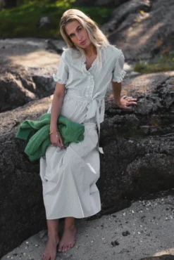 Ida Maja 2/4 Shirt Dress STP B White/Eng Ivy