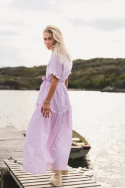 Ida Maja 2/4 Shirt Dress STP B White/S Lilac