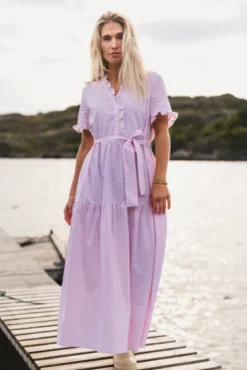 Ida Maja 2/4 Shirt Dress STP B White/S Lilac