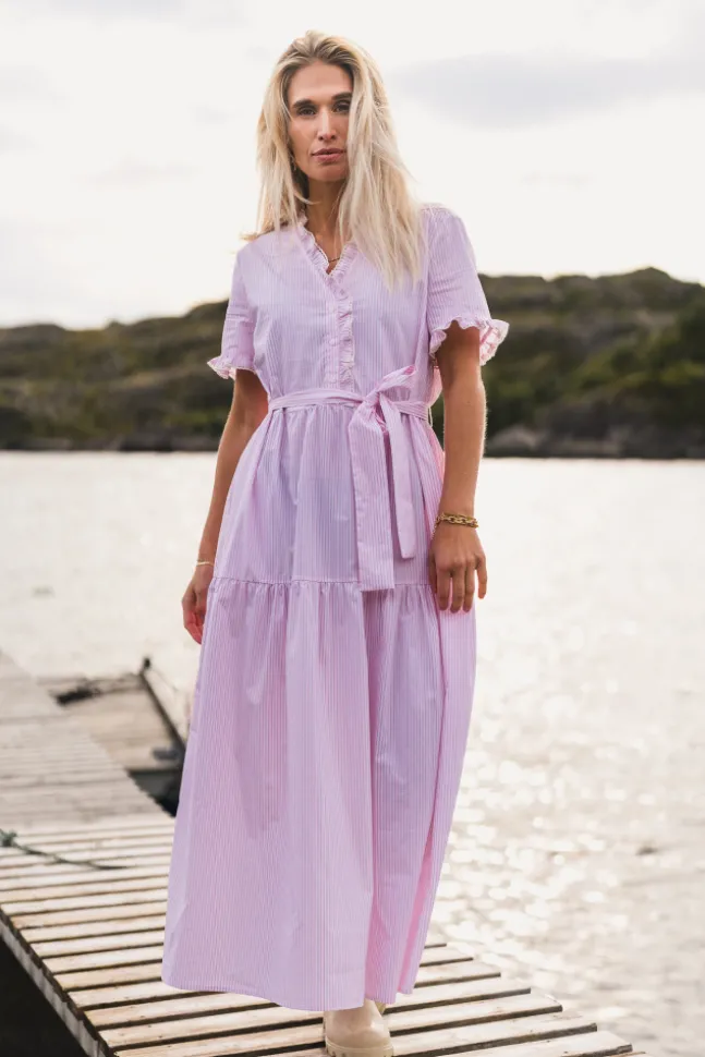 Ida Maja 2/4 Shirt Dress STP B White/S Lilac