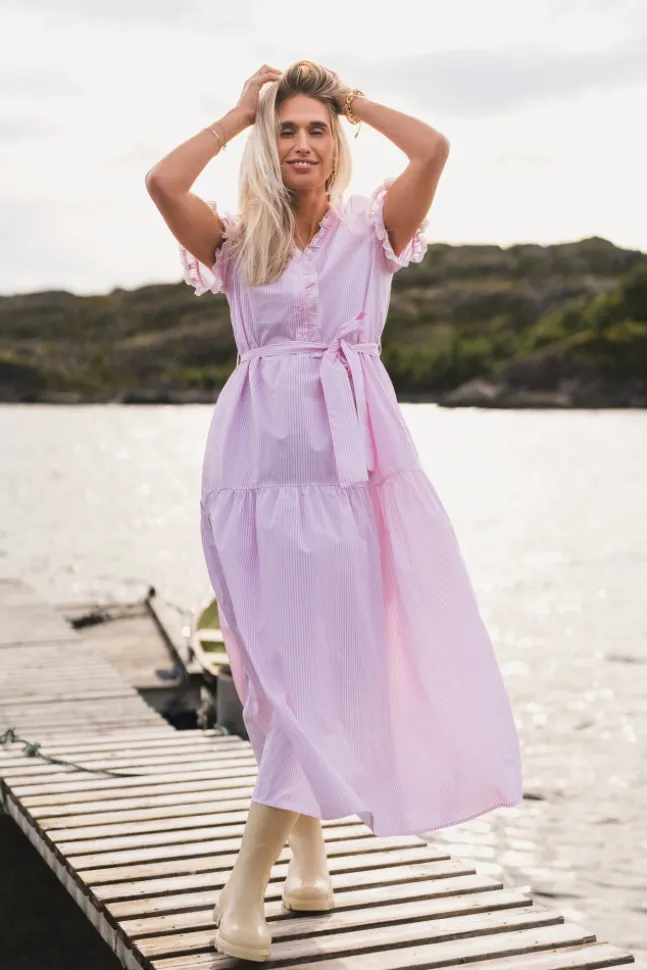 Ida Maja 2/4 Shirt Dress STP B White/S Lilac