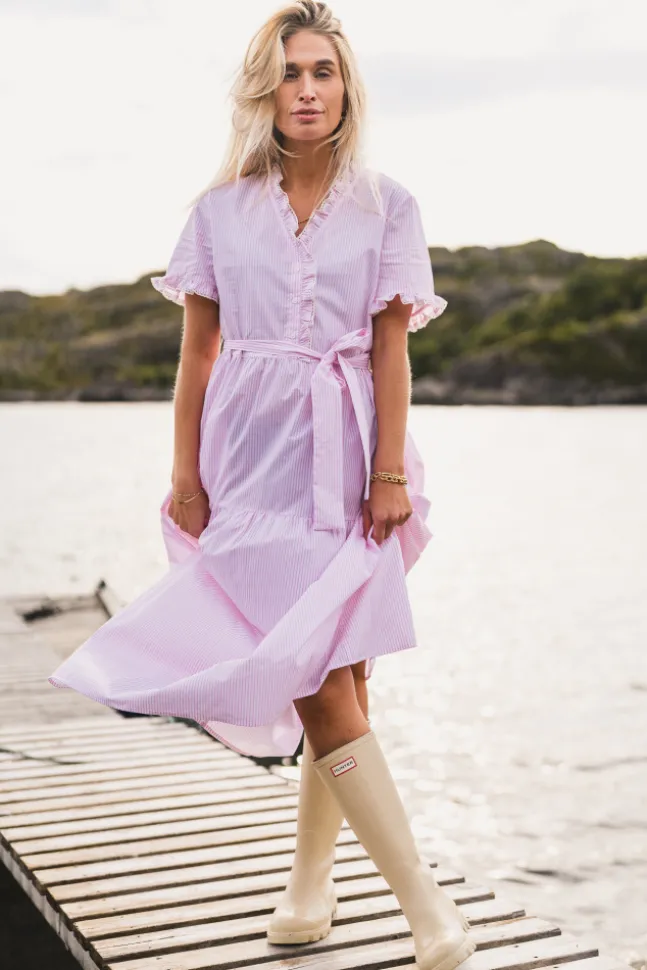 Ida Maja 2/4 Shirt Dress STP B White/S Lilac