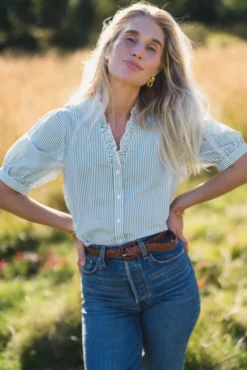 Ida Maja 2/4 V Shirt STP B White/Eng Ivy