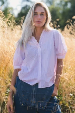 Ida Maja 2/4 V Shirt STP B White/S Lilac
