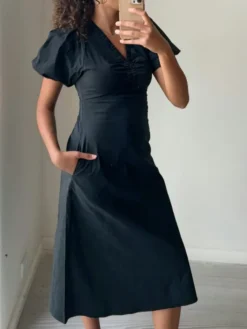 Illana Poplin Dress Black