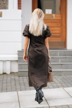 Illana Poplin Dress Chocolate Brown