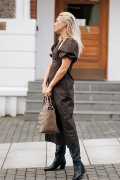 Illana Poplin Dress Chocolate Brown