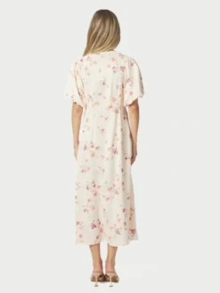 Illana Sateen Print Dress Creme