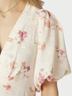 Illana Sateen Print Dress Creme
