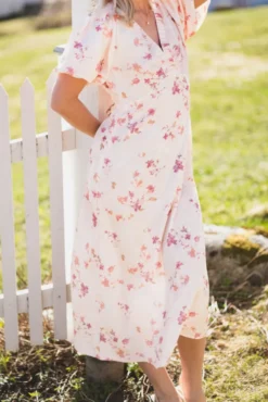 Illana Sateen Print Dress Creme
