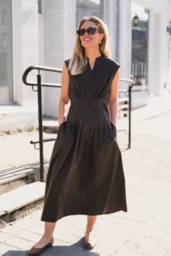 Irena Poplin Dress Chocolate Brown