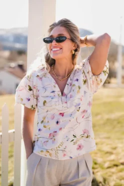 Irina Flower Blouse Offwhite