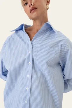 Isabellaic Shirt Blue White Stripes