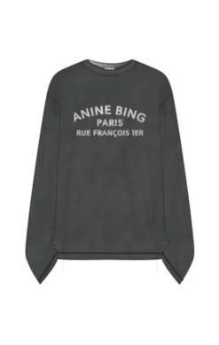 Ivan Long Sleeve Paris Stencil Washed Black