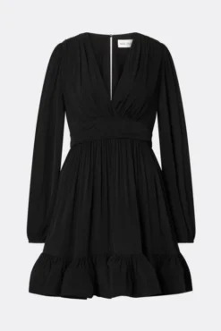 Jadie V-Neck Ruffled Mini Dress Black