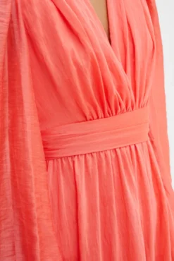 Jadie V-Neck Ruffled Mini Dress Coral