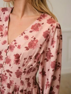 Jellie Print Dress Dusty Rose
