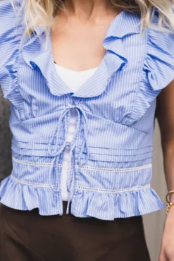 Jolia Stripe Top Light Blue