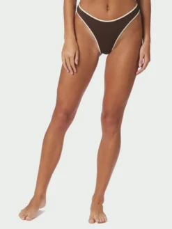 Jovita Solid Contrast Bikini Brief Dark Brown/Creme