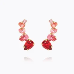 Julie Earrings Gold Scarlet Combo