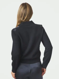 Julina Check Knit Blouse Navy
