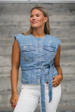 Kari Denim Waistcoat Light Blue Denim