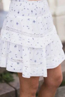 Kenia Flower Dobby Skirt Blue Flower