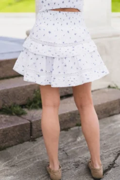 Kenia Flower Dobby Skirt Blue Flower