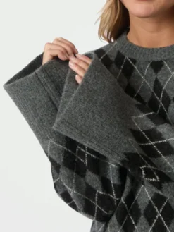 Kick Check Knit Blouse Antracit