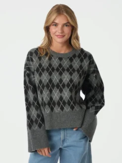 Kick Check Knit Blouse Antracit