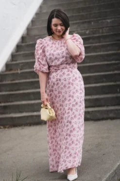 Kikka Chiffon Flower Dress Rose