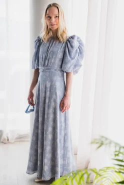 Kikka Faded Flower Dress Light Blue