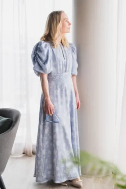 Kikka Faded Flower Dress Light Blue