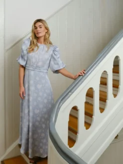 Kikka Faded Flower Dress Light Blue