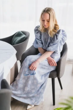 Kikka Faded Flower Dress Light Blue