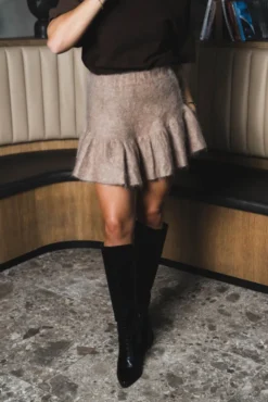 Knit Skirt Beige Melange