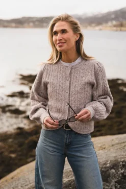 Koteas Cable Knit Cardigan Beige Melange